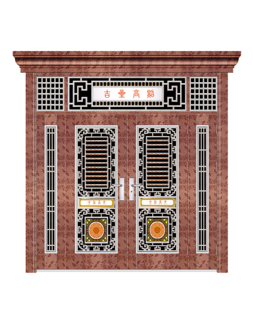 双开子母门（酒红牡丹花）