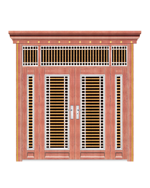 四开子母门（酒红树皮纹）